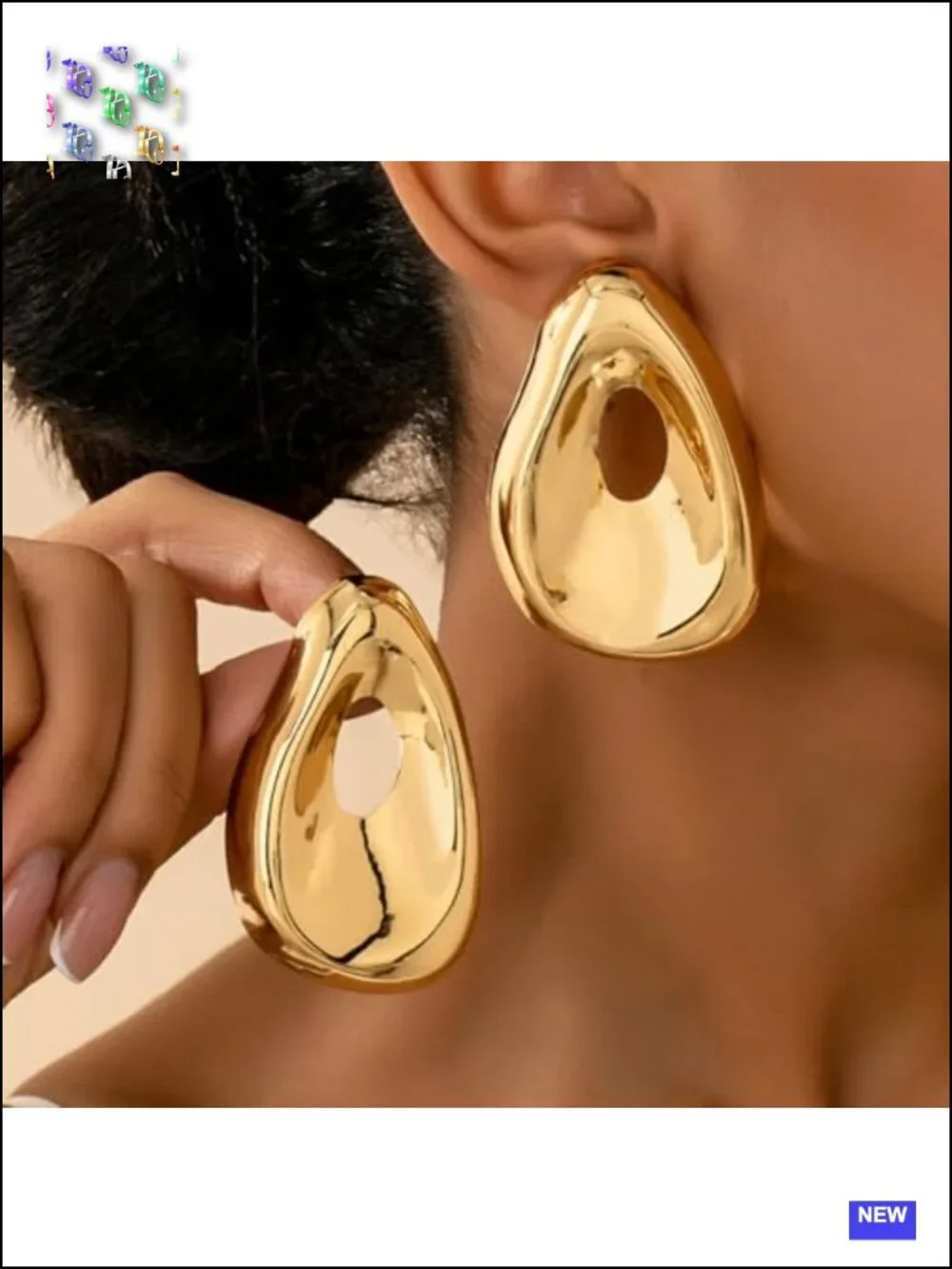 Gold Geometric Chunky Drop Dangle Earrings Statement Hollow Openwork Jewelry